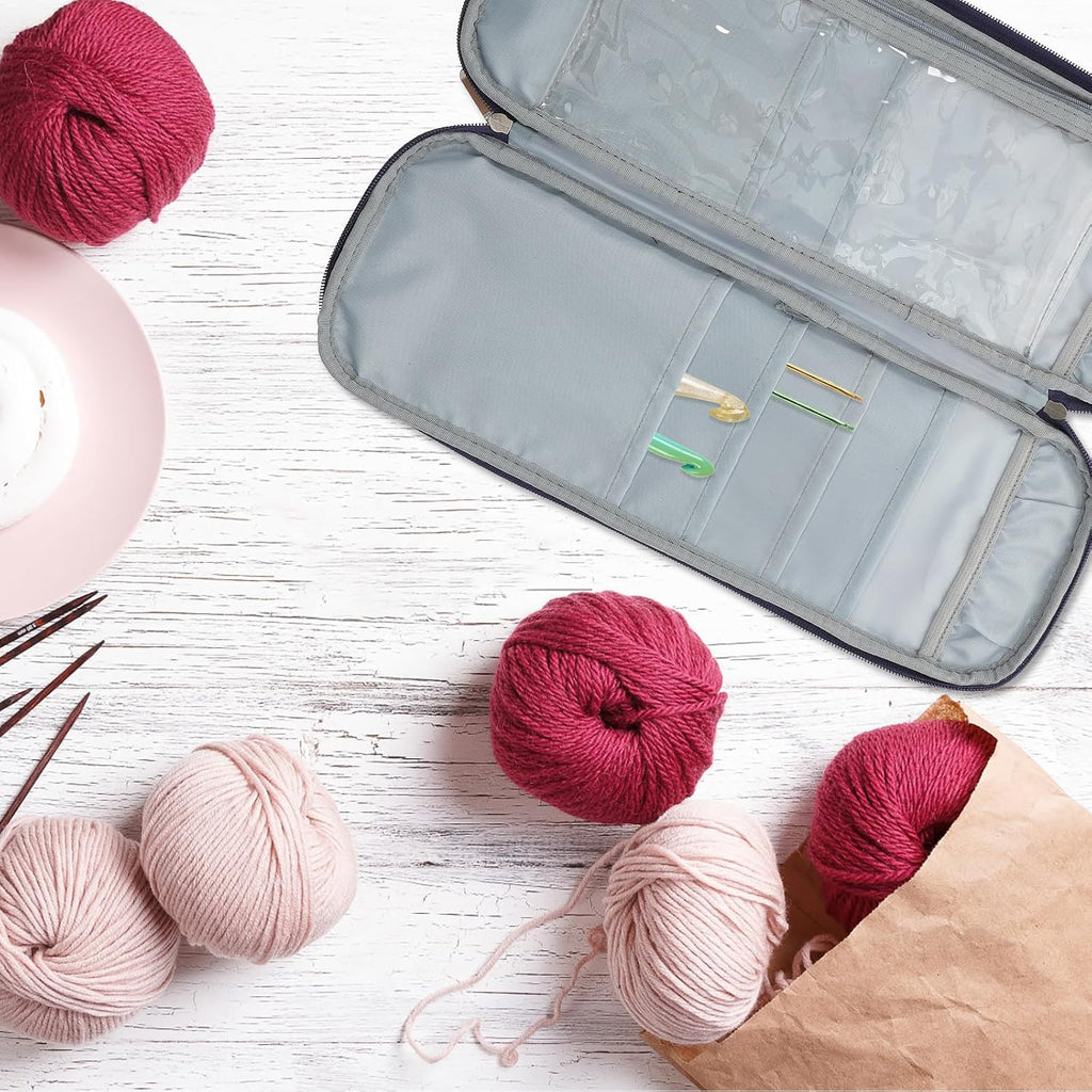 Crochet Hook Bag Organizer with Pockets, Double Layer Oxford Cloth