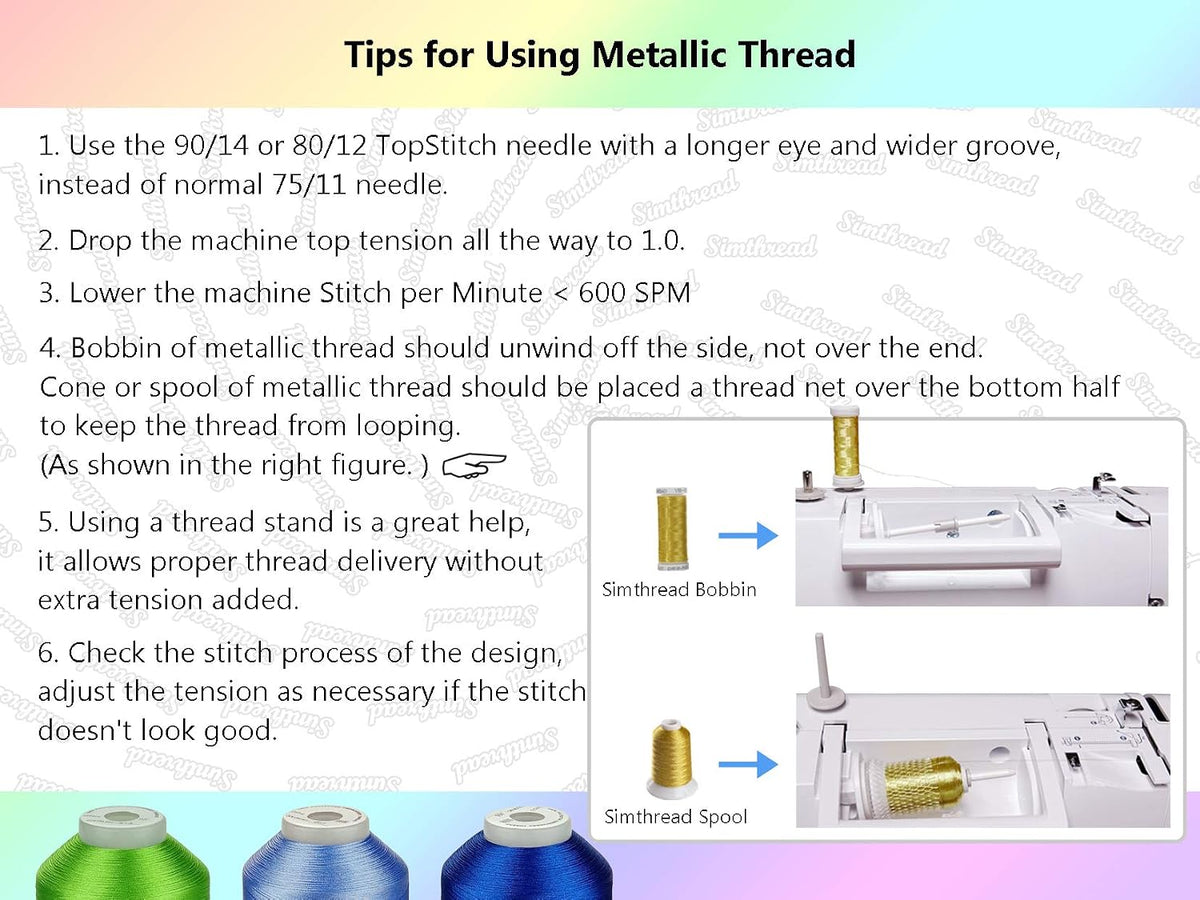 Metallic Embroidery Thread 200 Yards Each for French Embroidery or