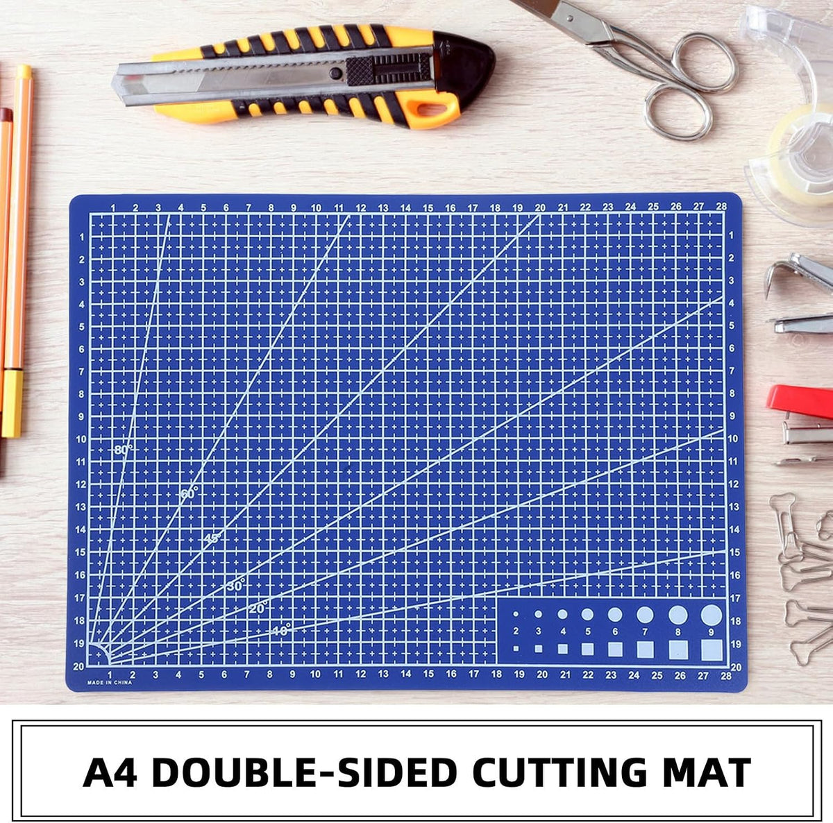 A4 Double-sided Craft Cutting Mat with Grid, Self-healing Surface