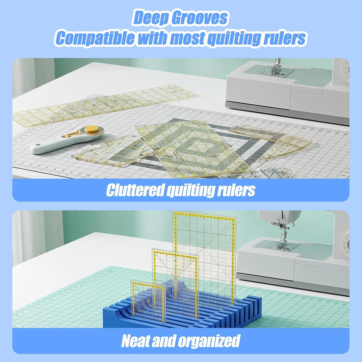 12 Slots Quilting Ruler Holder- Sewing Ruler Organization and Storage