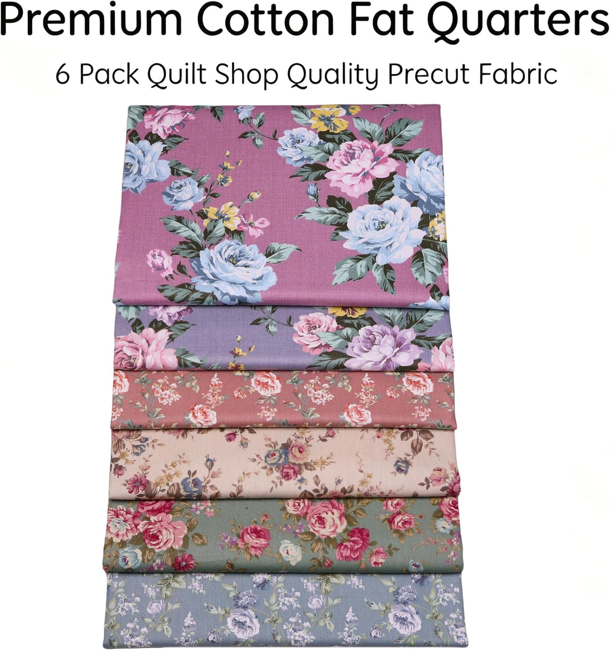 Vintage Floral Fat Quarter Fabric Bundles 18x22 Inches, 6Pcs 100%