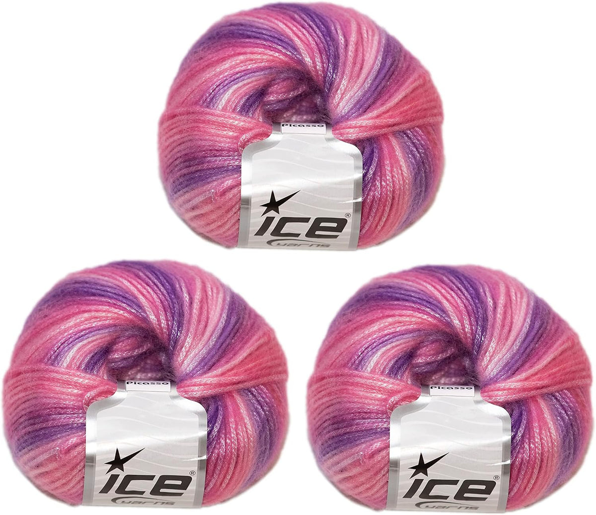 Ice Yarns Picasso Pink and Lilac Shades (3-Piece Pack) Fuzzy with