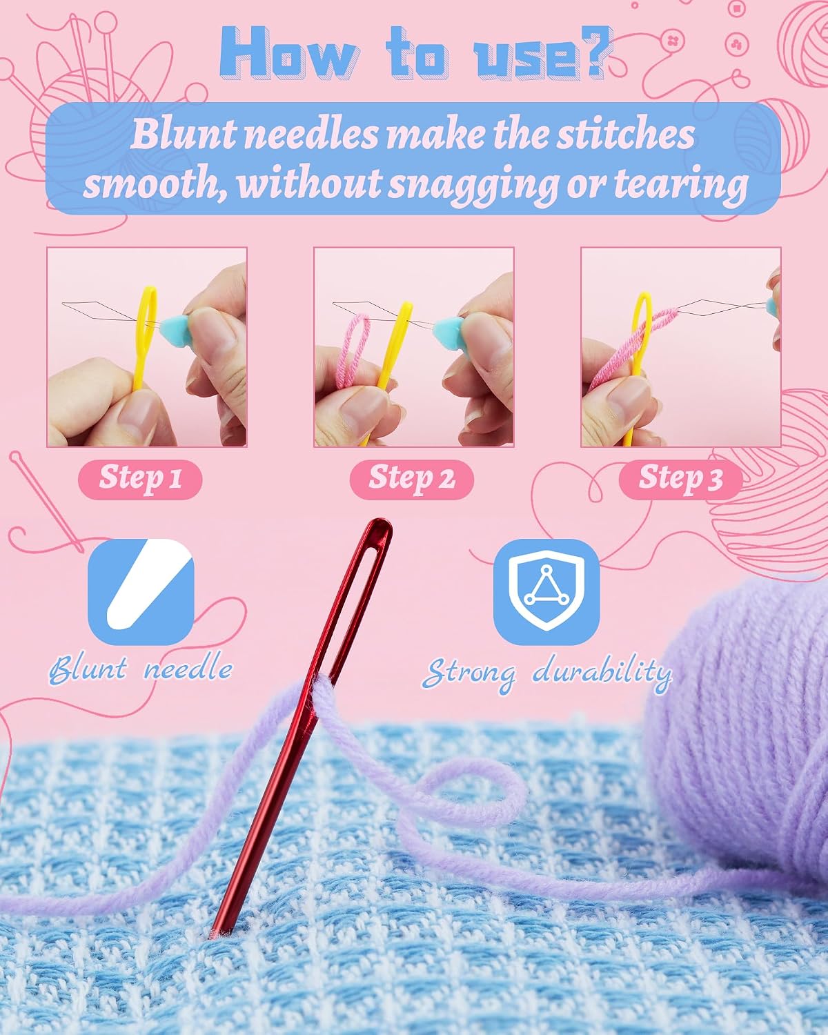FIVEIZERO 19 Pcs Yarn Needles Set, Assorted Yarn Needles Bent Tapestry