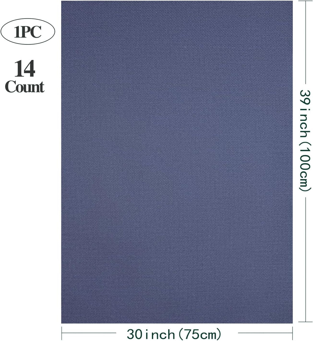 14 Count Aida Cloth, Dark Blue Cotton Cross Stitch Fabric