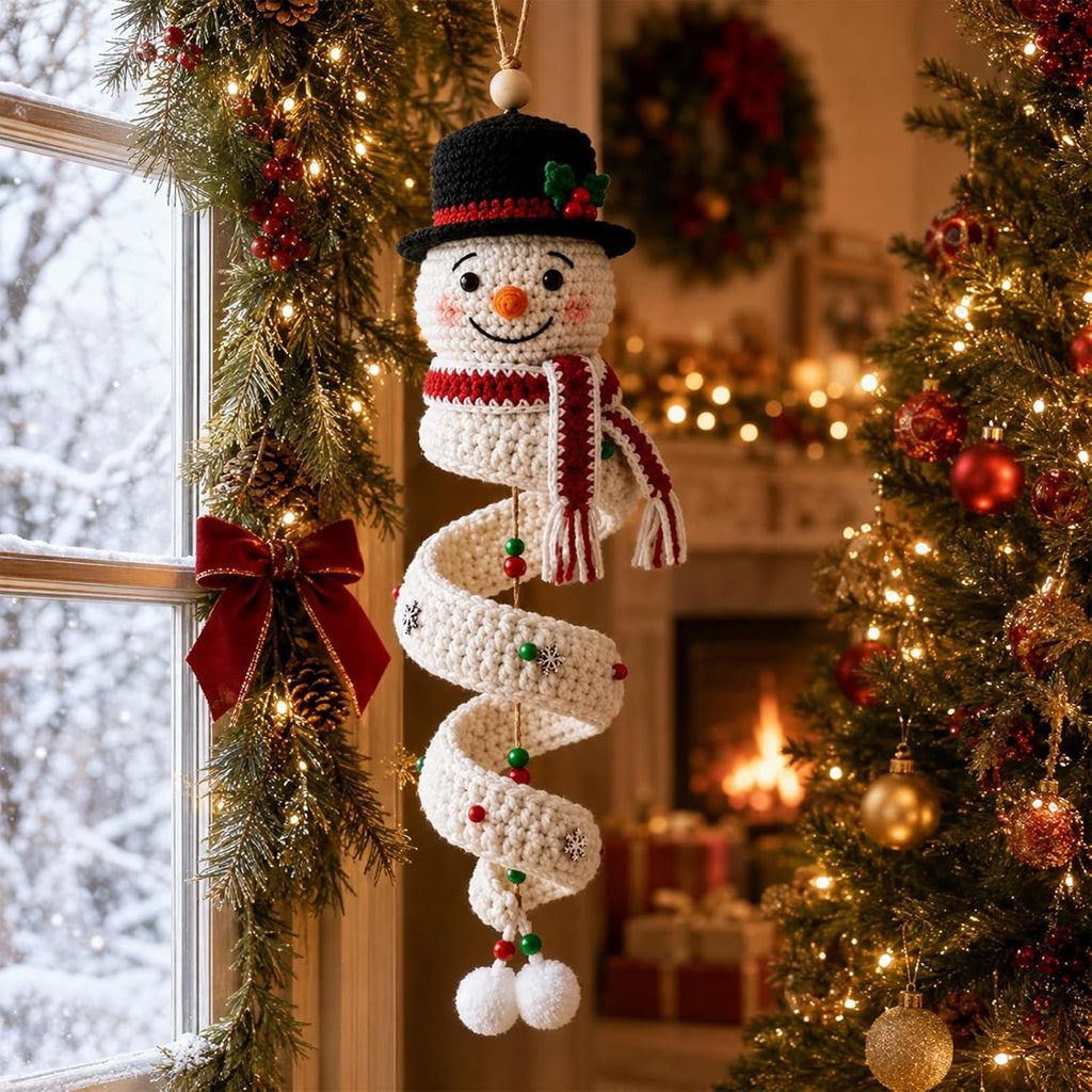 Crochet Snowman Spiral Ornament DIY Kit, Christmas Decoration