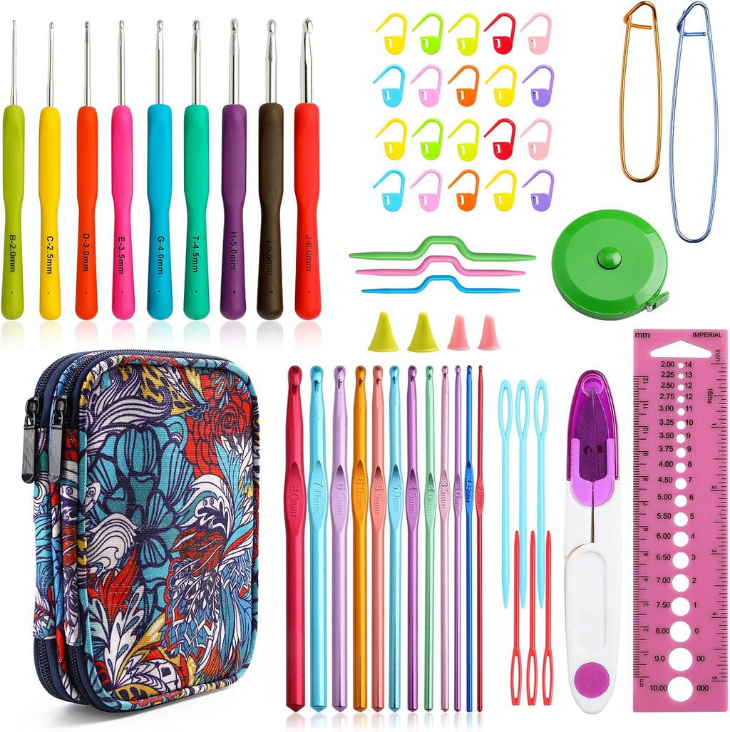 KOKNIT Crochet Hooks Set with Storage Case - 9 Soft Grip Ergonomic