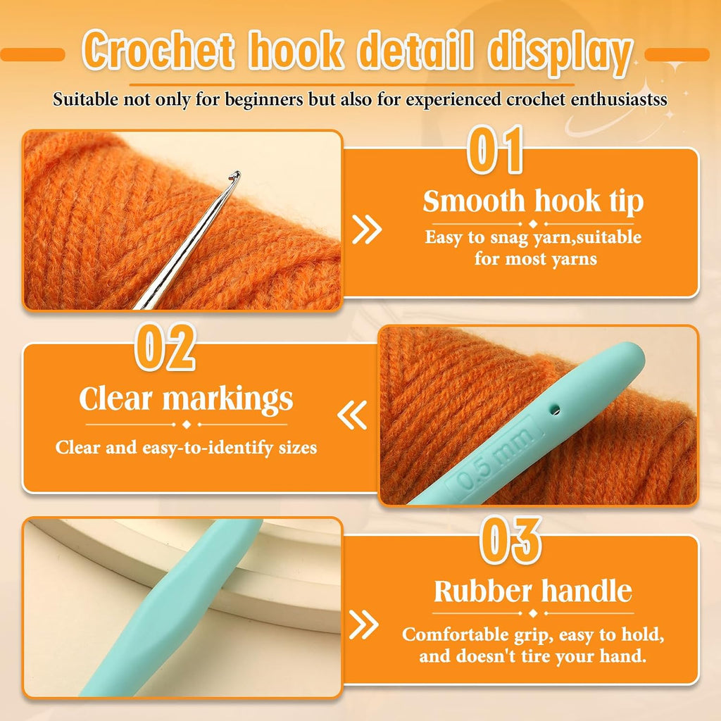 SHWAKK Small Crochet Hook, 0.5 mm Lace Ergonomic Crochet Hooks