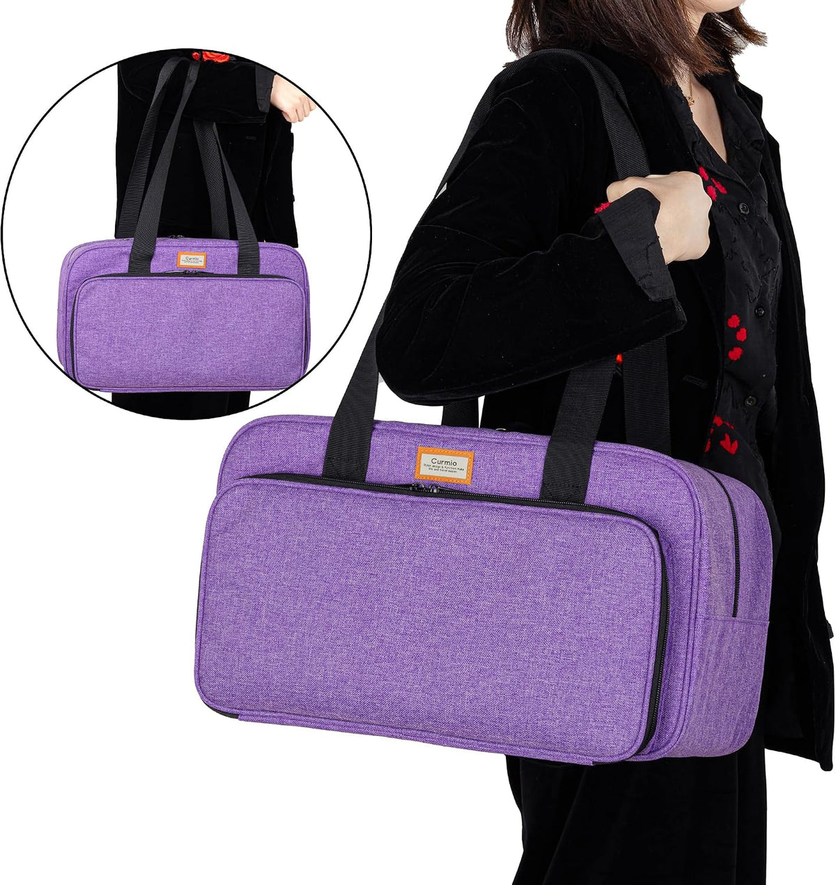 Yarn Storage Bag for Crochet Hooks, Knitting Project, Purple