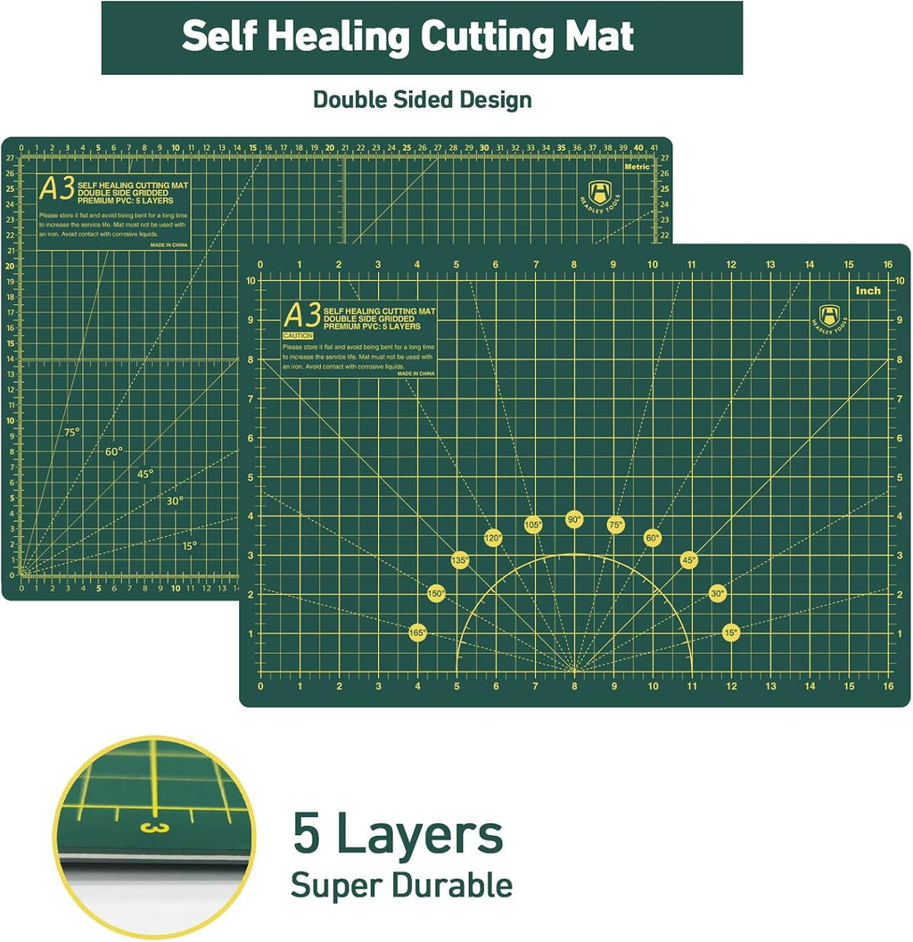 Headley Tools Rotary Cutter Set - 45mm Fabric Cutter, 5 Extra Rotary