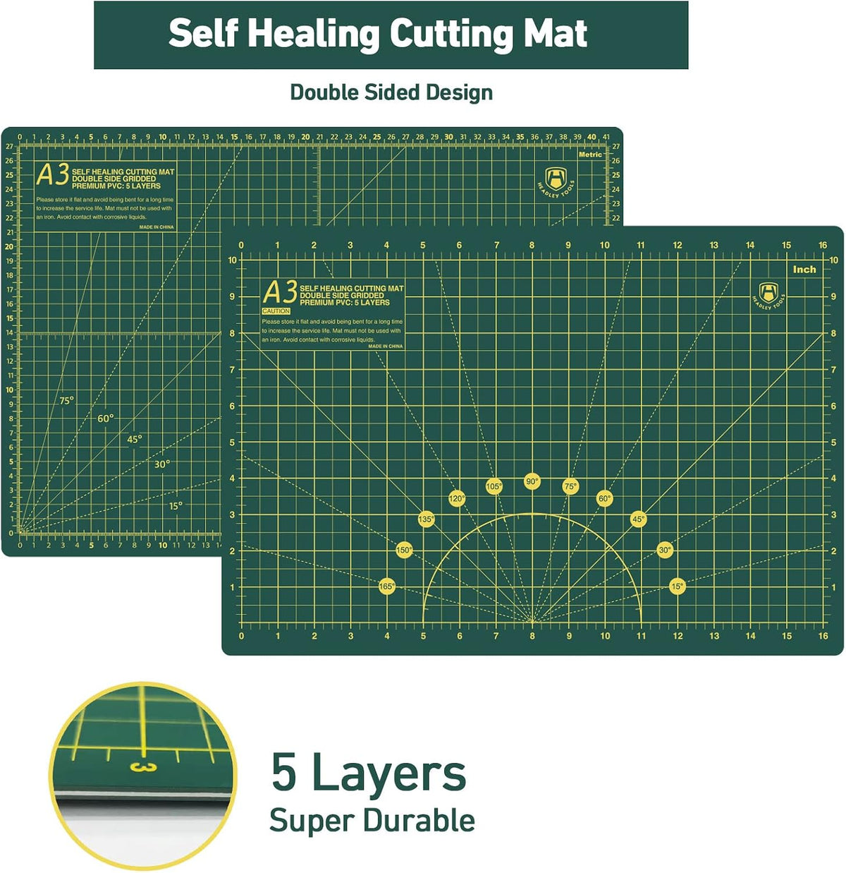 Headley Tools Rotary Cutter Set - 45mm Fabric Cutter, 5 Extra Rotary