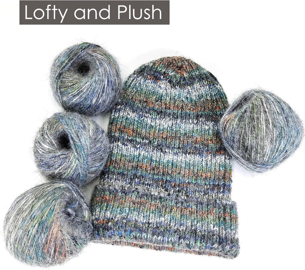 Luxury Variegated Wool Blended Yarn, 60% Polyester 20% Acrylic 10%