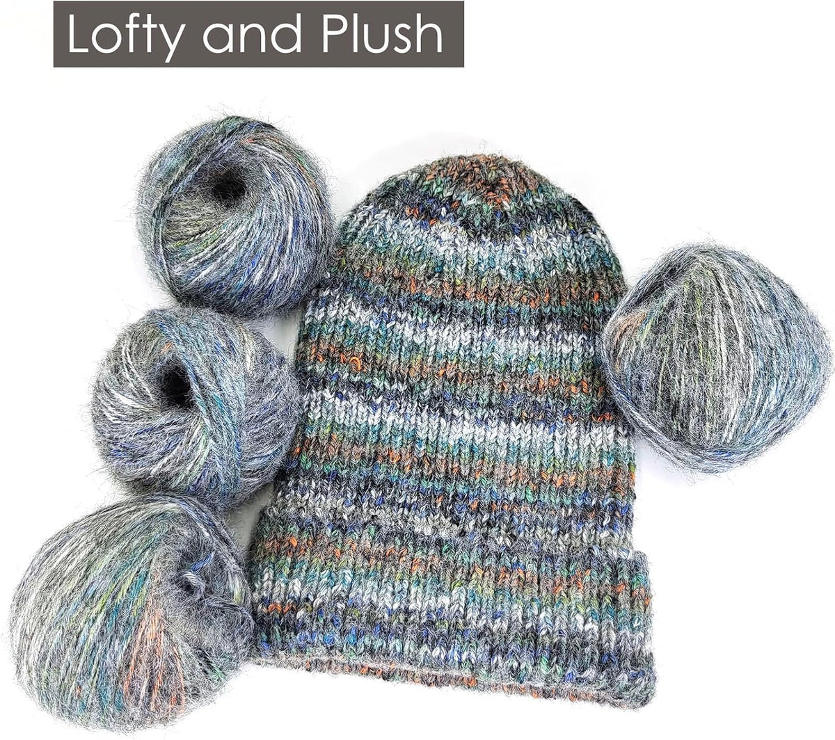 Luxury Variegated Wool Blended Yarn, 60% Polyester 20% Acrylic 10%