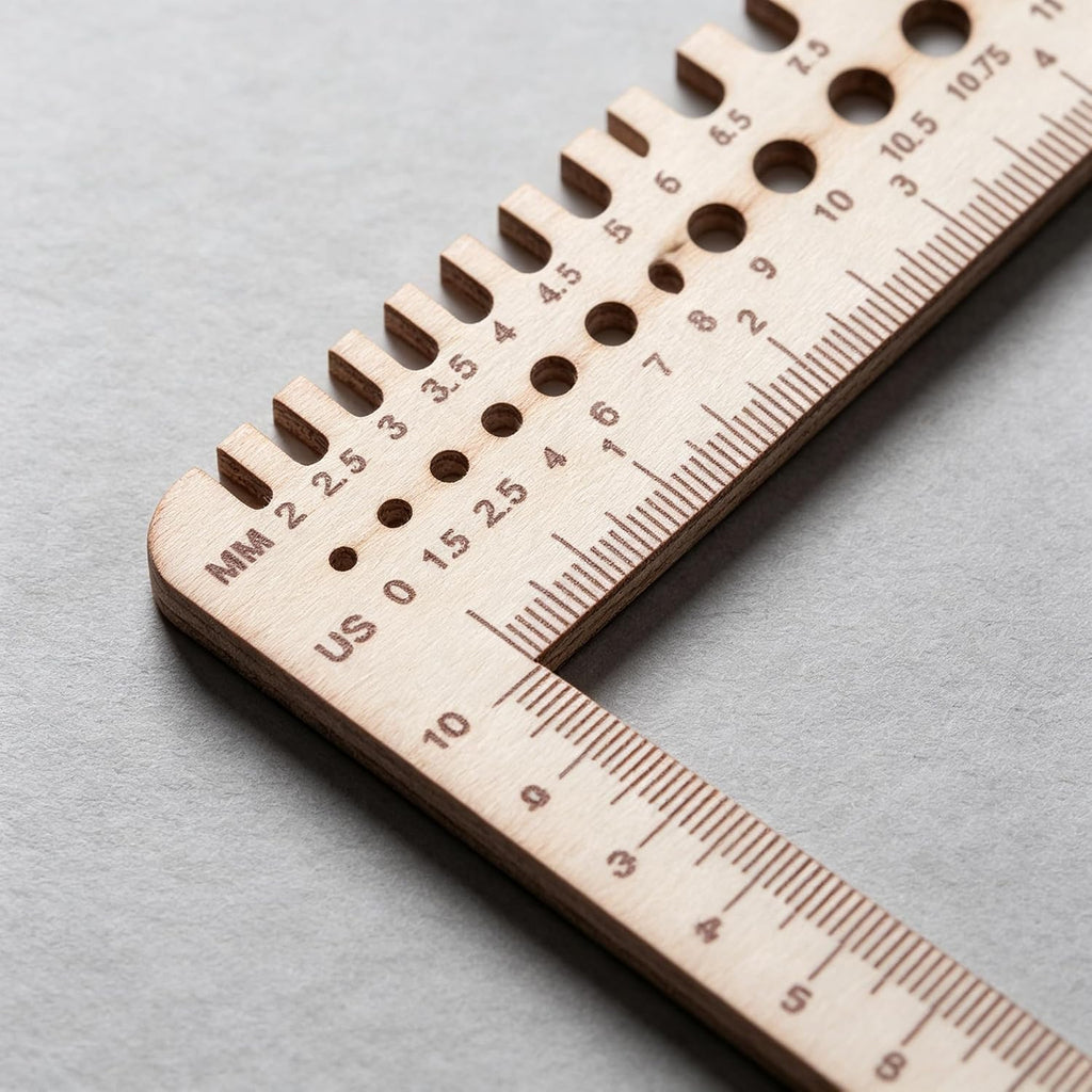 CCOCC 2026 New Wooden Crochet and Knitting Gauge Ruler, Poplar Yarn