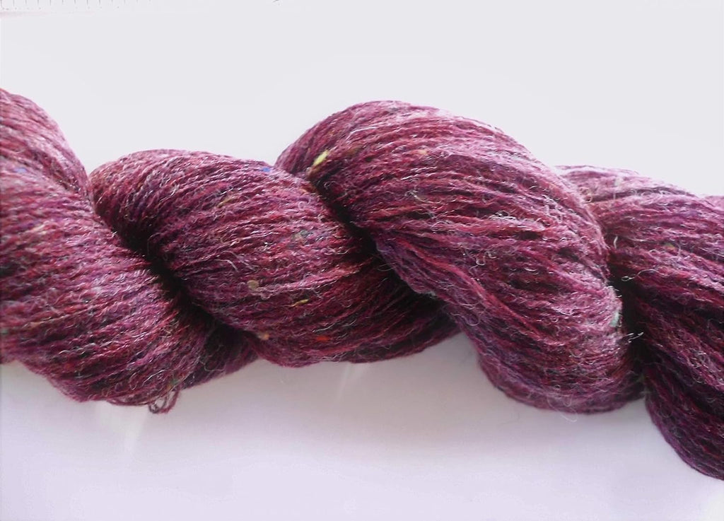 Four SKEINS 80 /20 Acryl/ Wool Burgundy Maroon Purple Multicolor Tweed