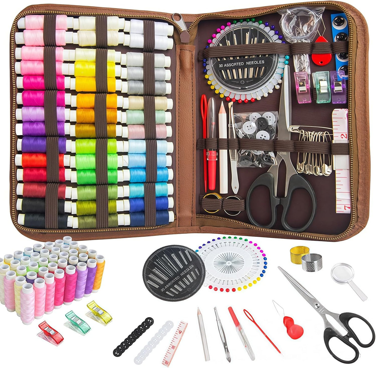 Portable Sewing Kit, 42 Color Threads, Sewing Supplies Organizer with