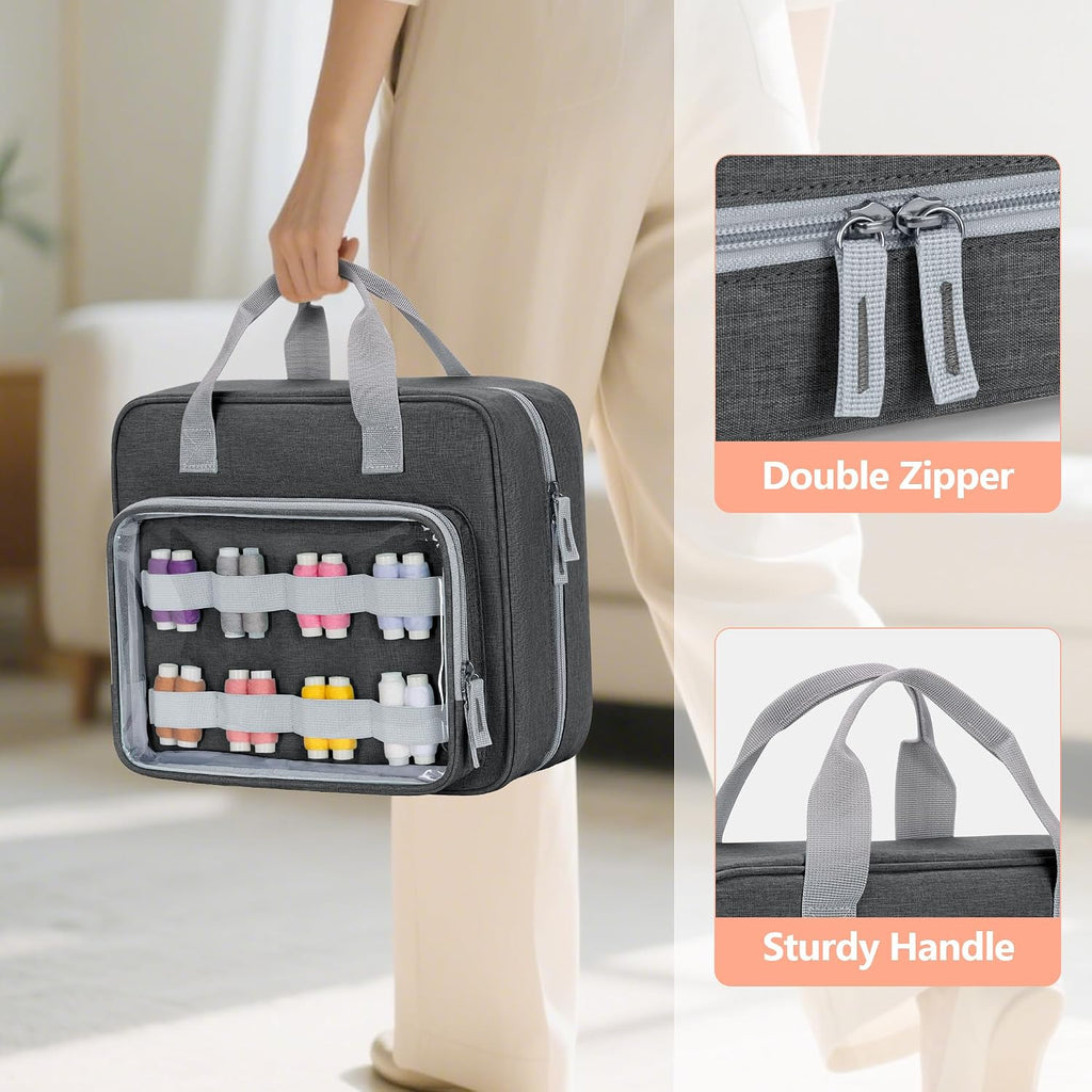 LUXJA Sewing Storage Organizer with Folio Open Design, Gray