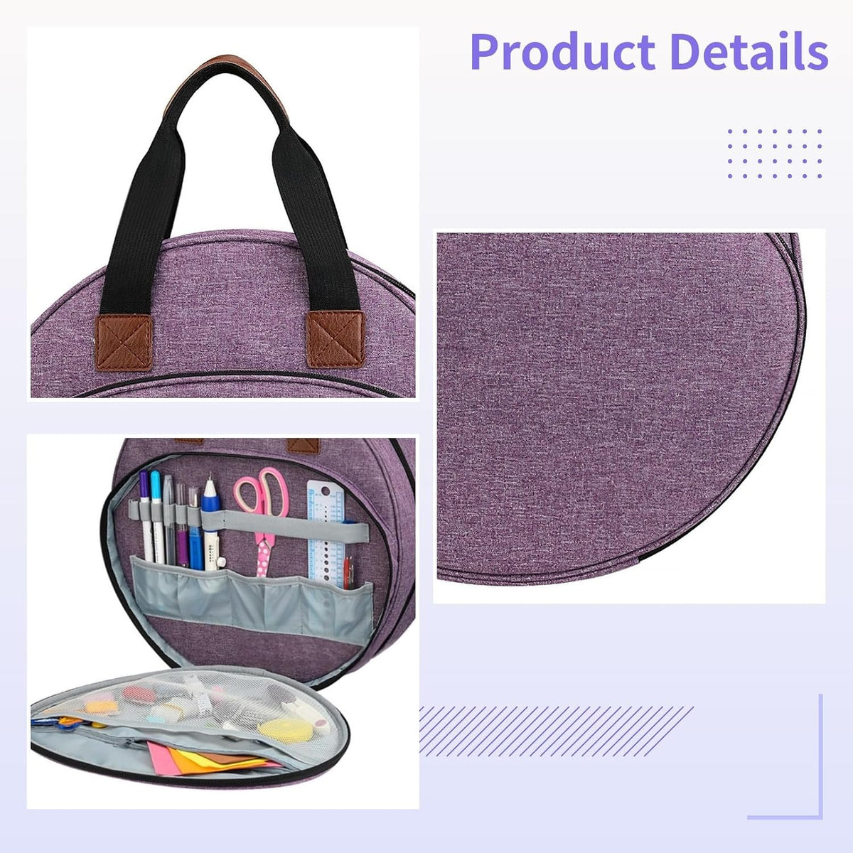 Portable Sewing Kit Holder, Embroidery Storage Bag with Handle, Cross