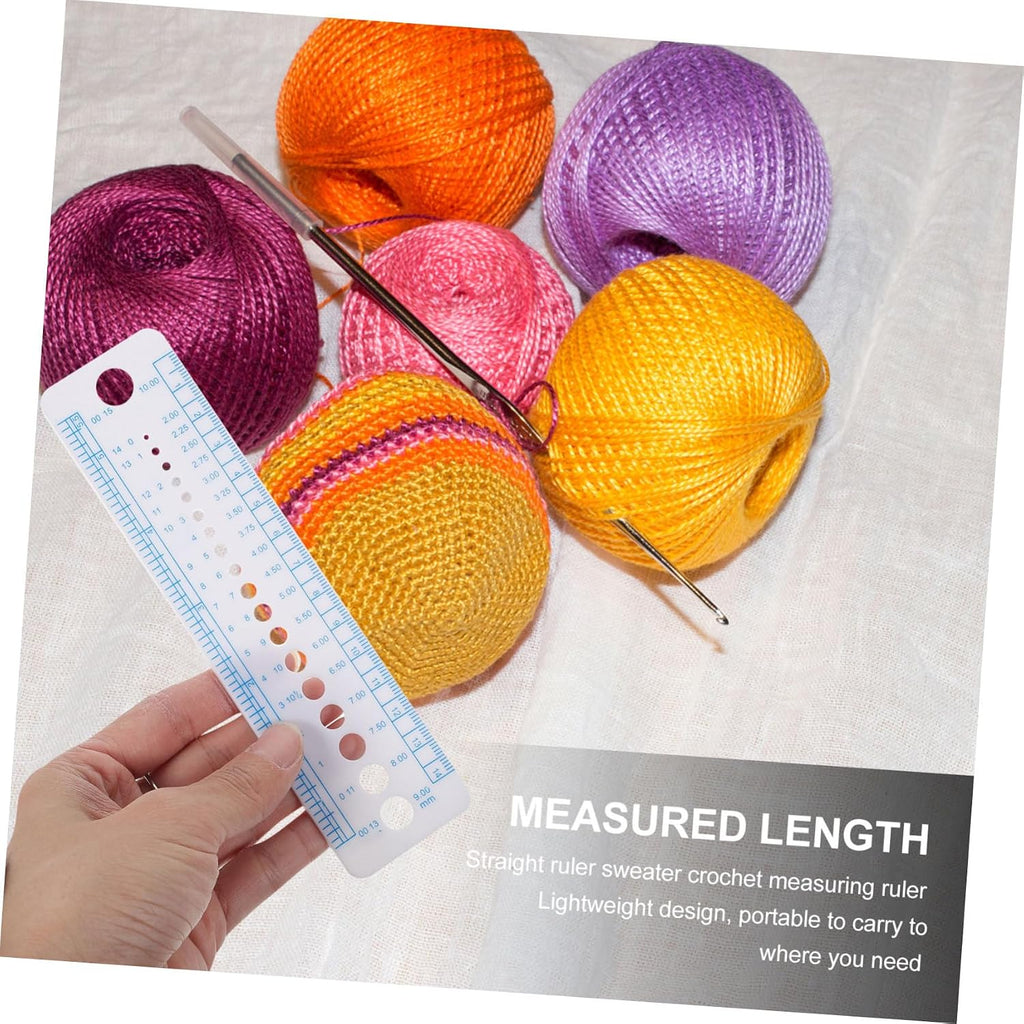 KALLORY 4pcs Knitting Needle Gauge Tool Sewing Needle Ruler Measuring