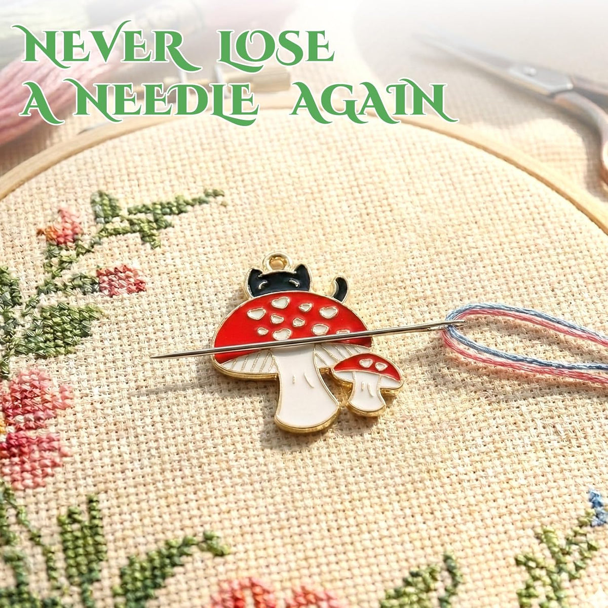 WUSUTE Cat Needle Minder for Cross Stitch, Cute Cartoon Needle Minder