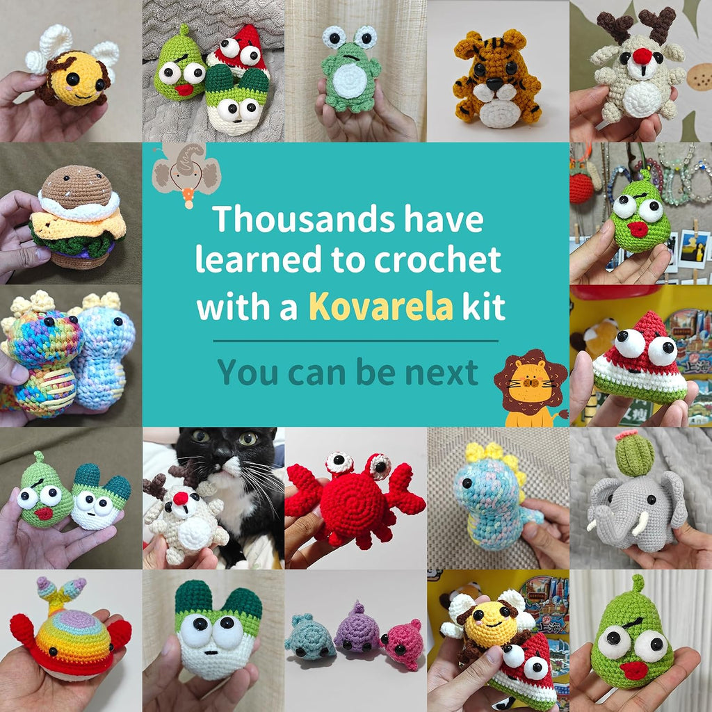 Kovarela Crochet Kit for Beginners, Plant Family Amigurumi with Video