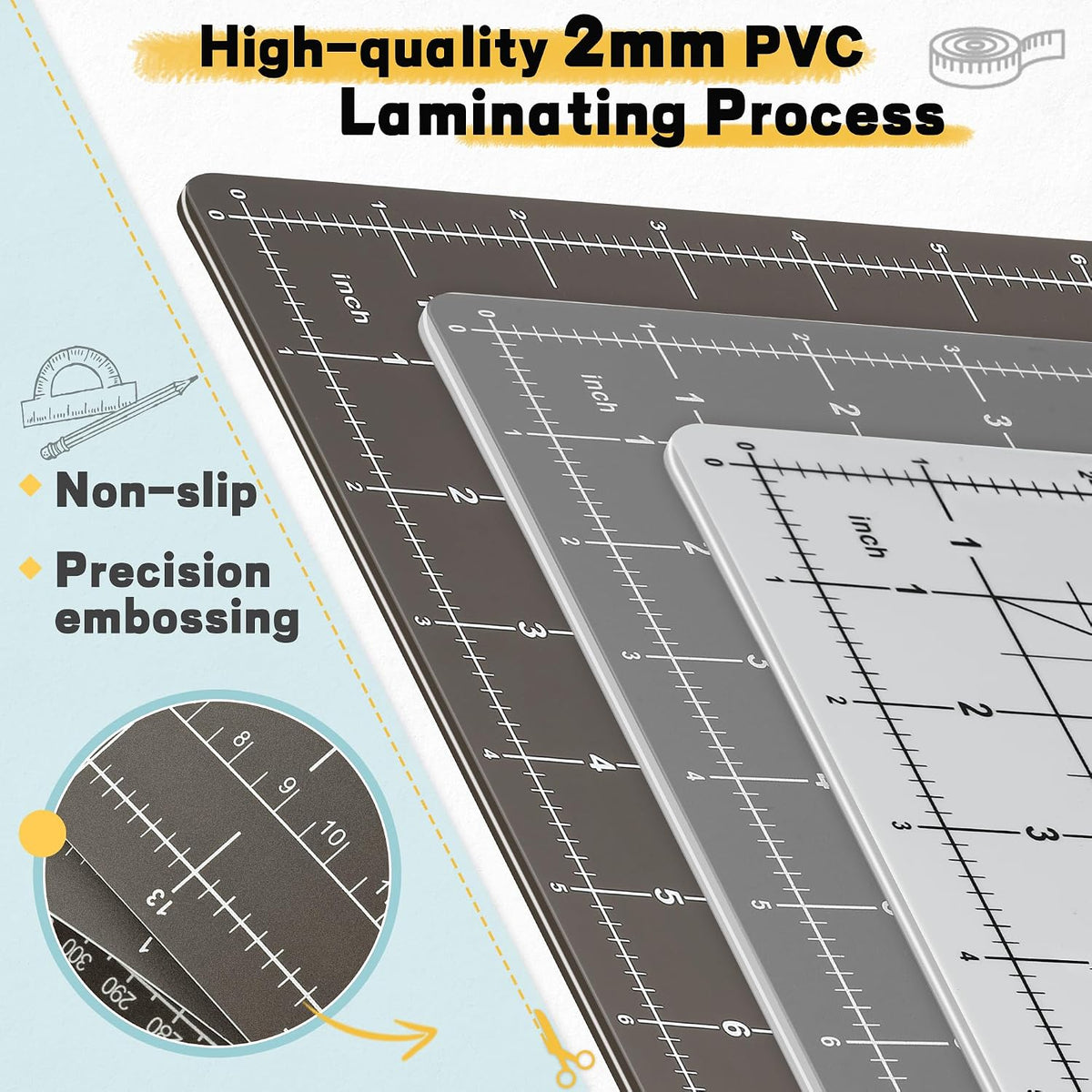 Self Healing Cutting Mat 18" x 12", A3 Double-Sided for Sewing &