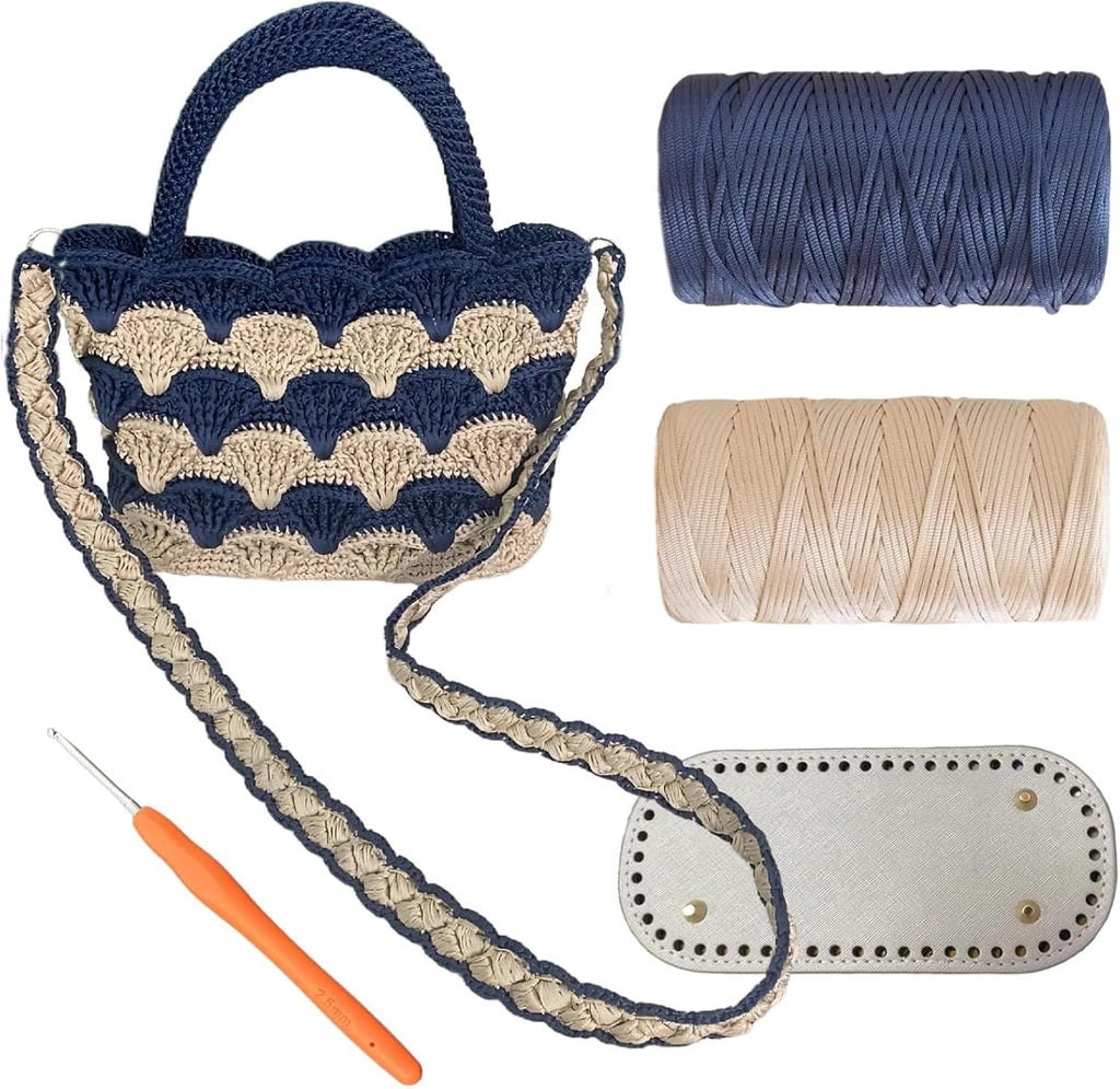 SHENJILL Tote Bag Crochet Kit for Beginners Two Color Crochet Kit with