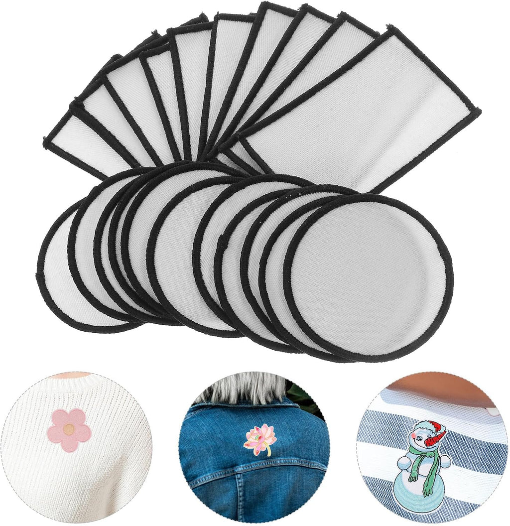 INOOMP 20pcs White DIY Embroidery Applique Iron-on Patches for