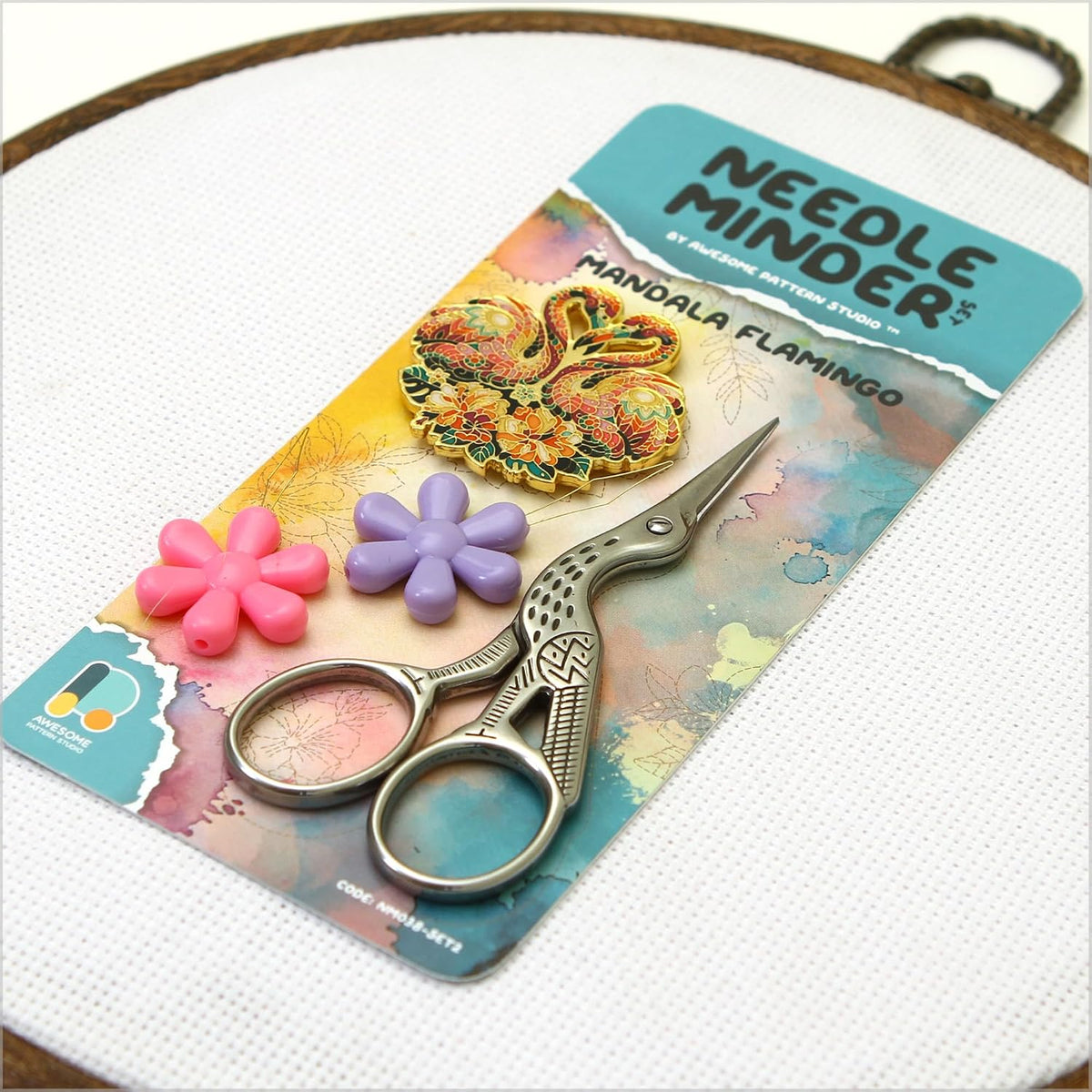 Awesome Pattern Studio Needle Minder Set - Mandala Flamingo Magnetic