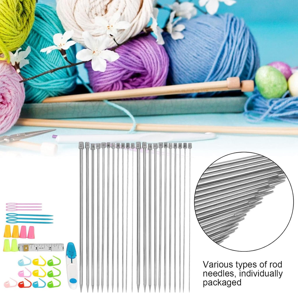 Knitting Needles Set with Rod Needle, Marker Buckle, Measuring Tape