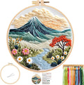 FONNUY Embroidery Kit for Beginners, Flower Hill Nature Landscape