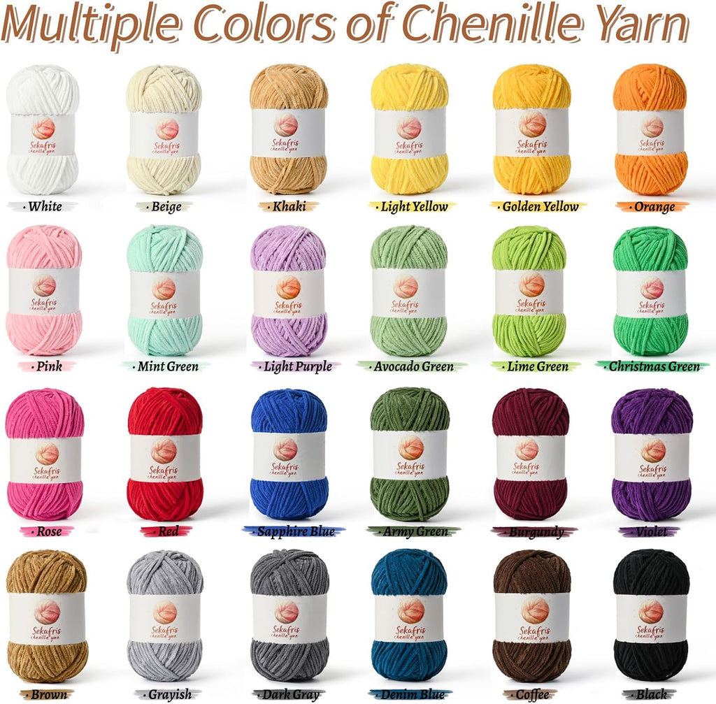 Chenille Yarn for Crocheting, Size 5 Bulky,Sapphire Blue