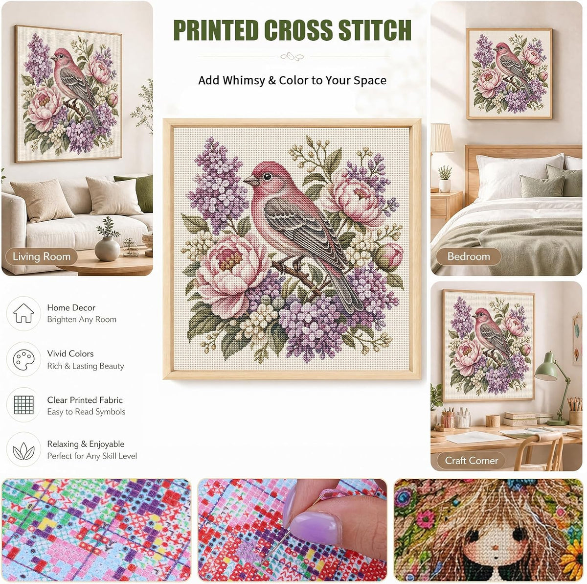 POETRYDRAW Stamped Cross Stitch Kit 11CT Animal Design Needlework