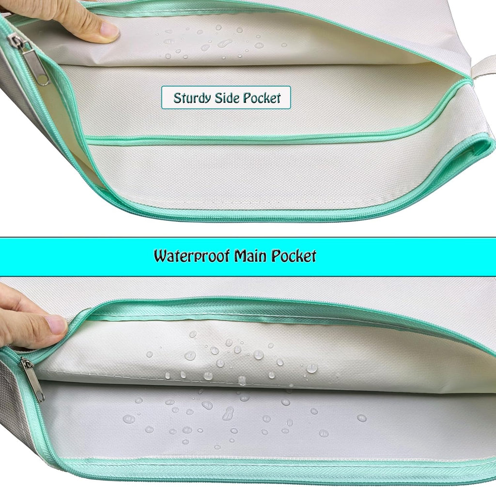 A4 Mesh Zipper Pouch, Waterproof File Bag with Handle,Foldable