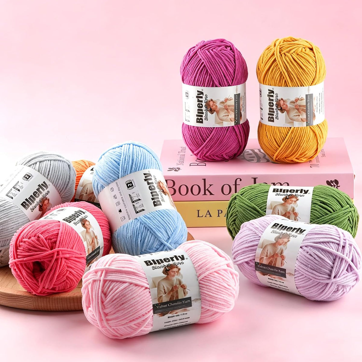 Skinny Chenille Yarn for Crocheting, #2 Blue Thin Baby Blanket Plush