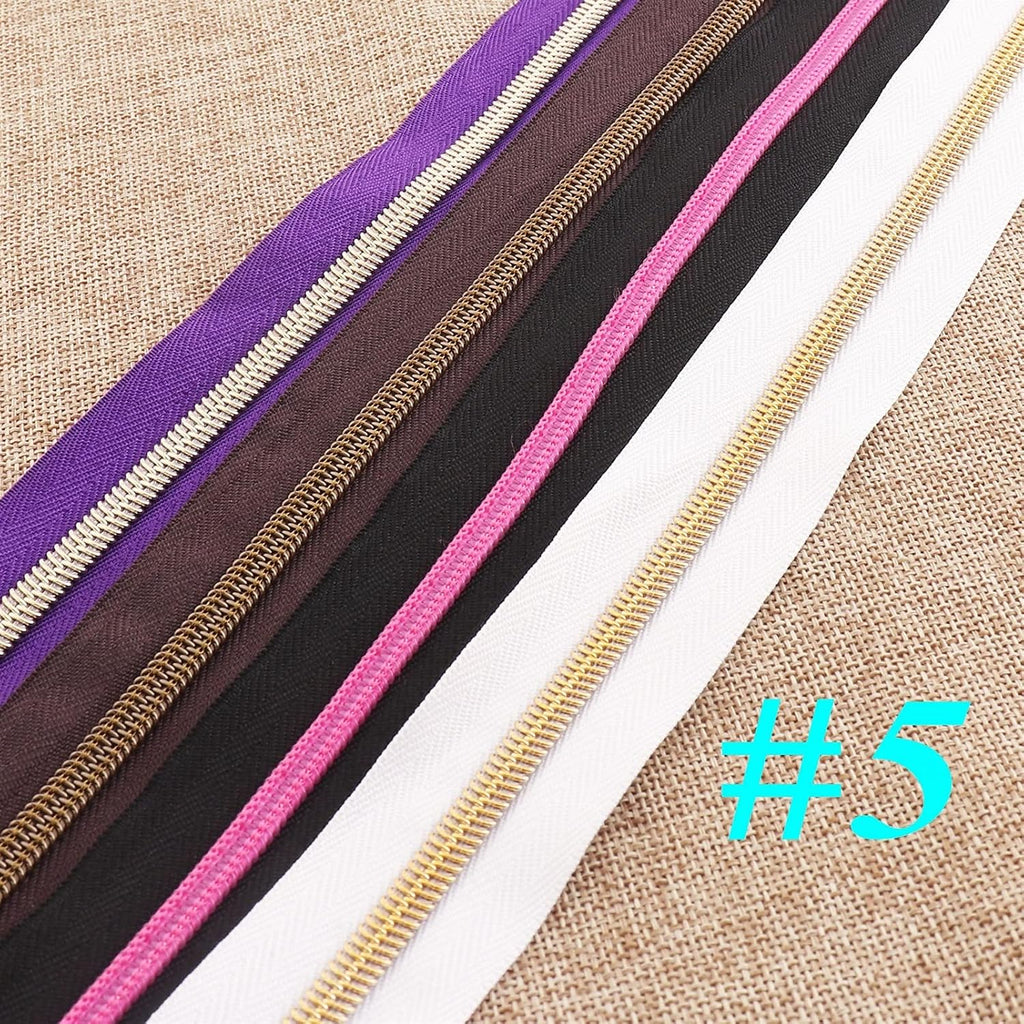 Lueao Cqinju-Sewing Zippers 5# 5-10 Yards White/Purple/Black/Brown
