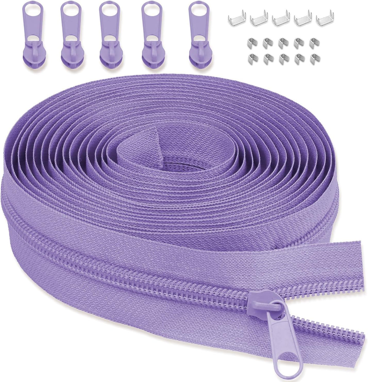 #3 Nylon Zipper Tape for Sewing:LHZHLE 4 Yard Continuous Purple Long