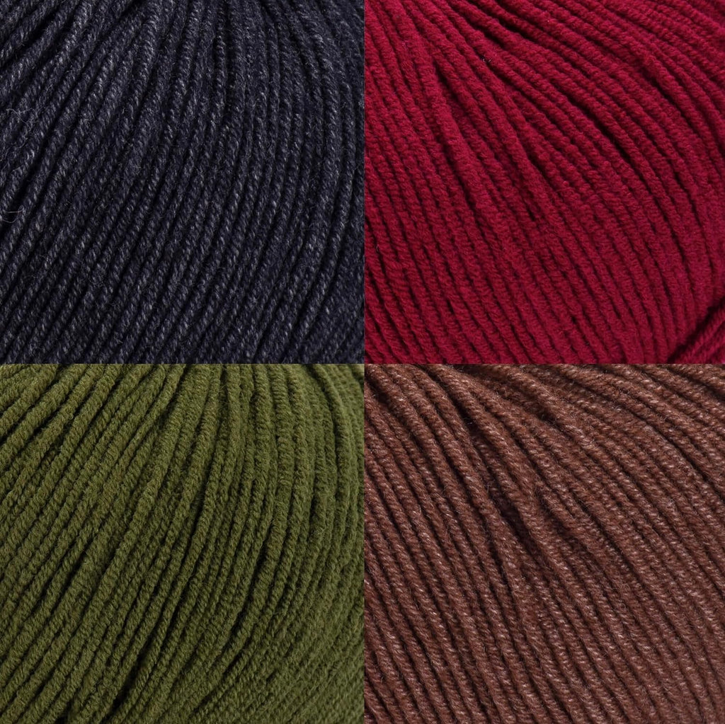 Cotton Yarn Bundle - 4 Multicolor Balls Soft Sport Weight Yarn for
