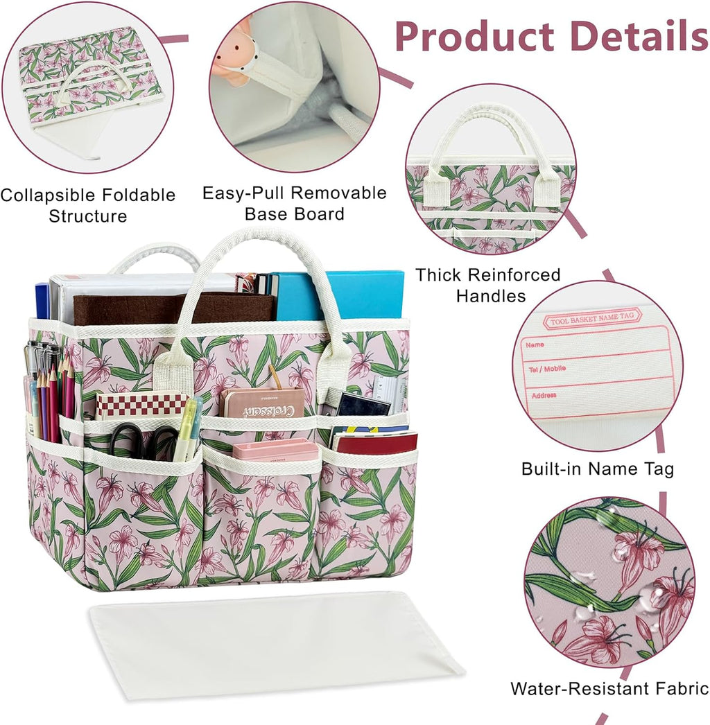 Craft Organizer Tote Bag, Large Art Storage Caddy with Multiple