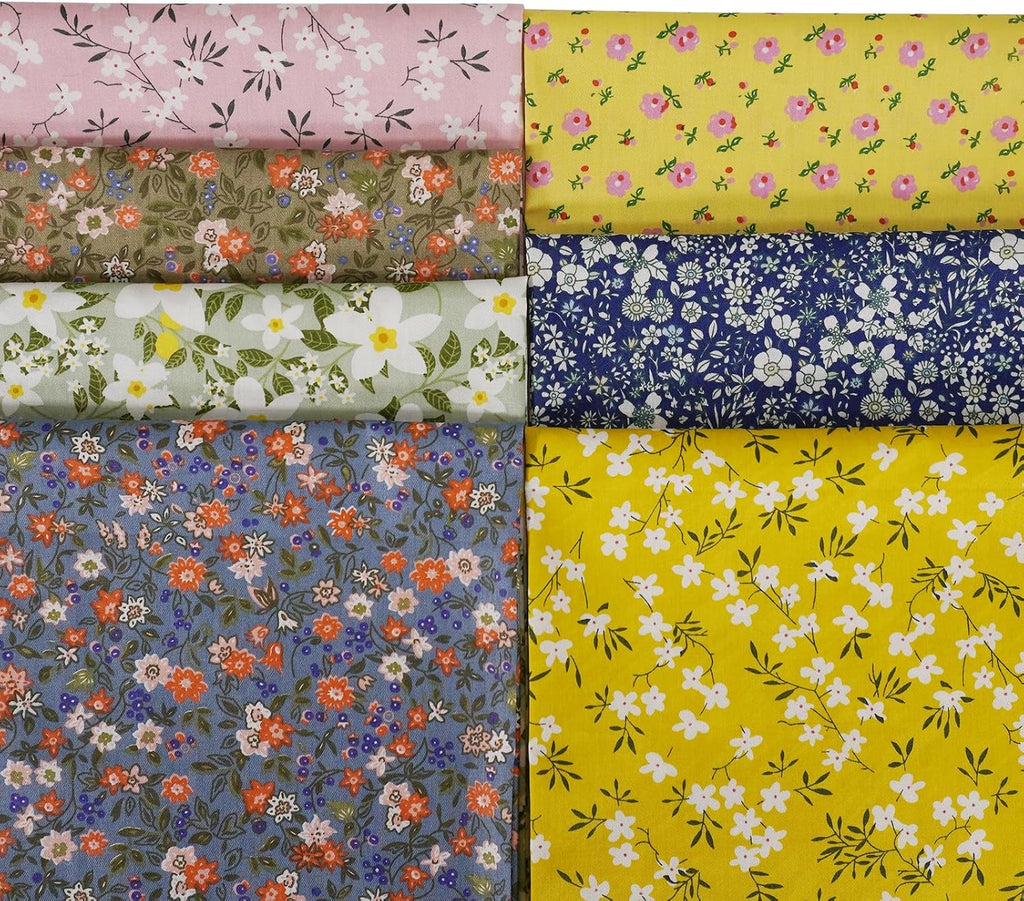 7 Pieces Cotton Fabric 18 x 22 Inches Precut Patchwork Fabric Set Fat