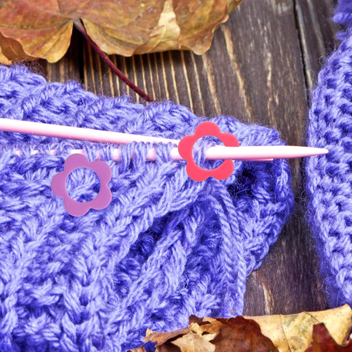 Knitting Stitch Markers Rings for DIY Crafters with Wooden Storage Box