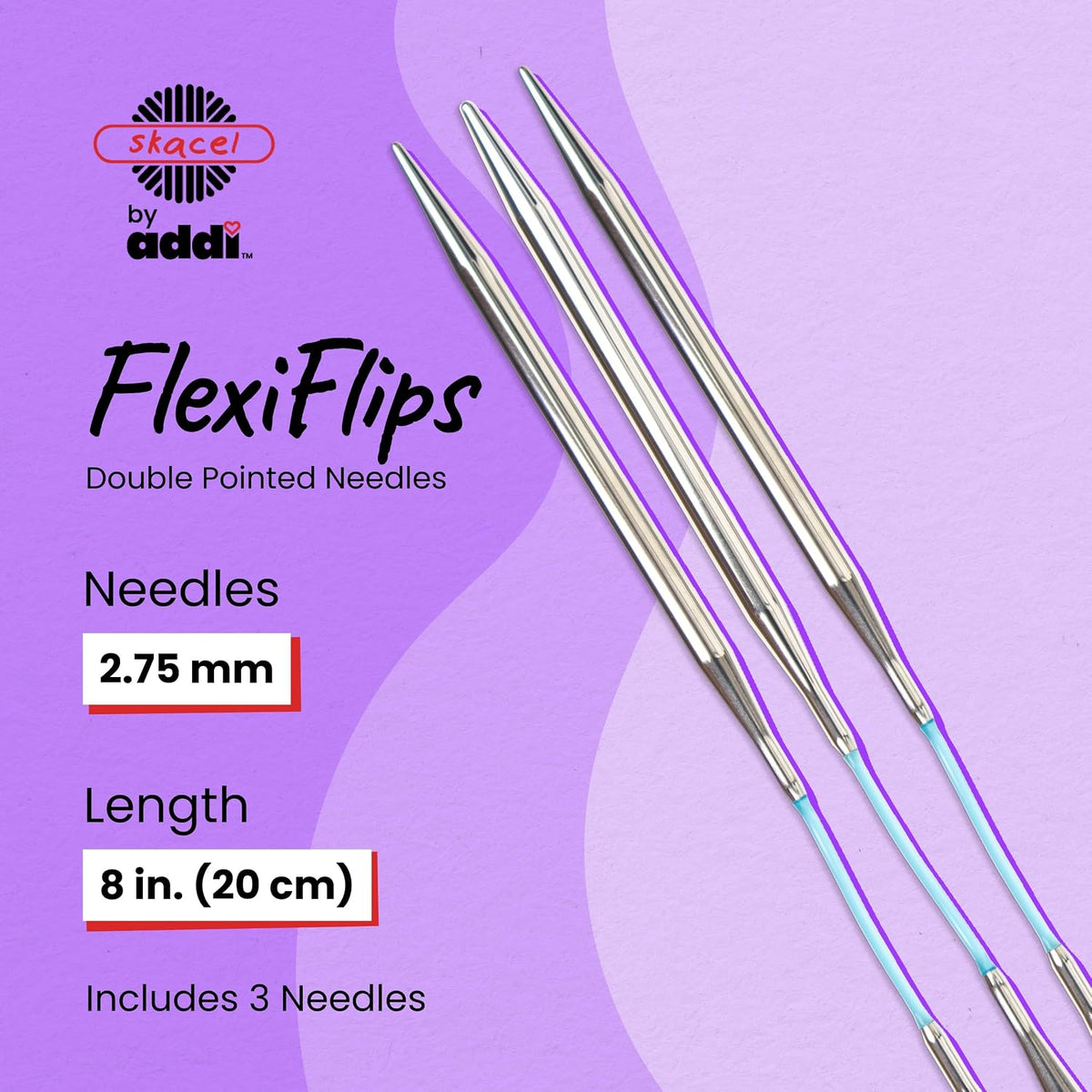 skacel by addi FlexiFlips Double Pointed Needles, 8 in (20 cm), 2mm