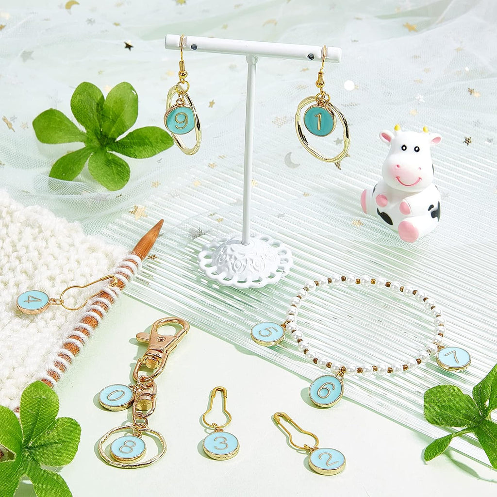 NBEADS 10 Pcs Number 0~9 Stitch Markers, Alloy Enamel Crochet Stitch