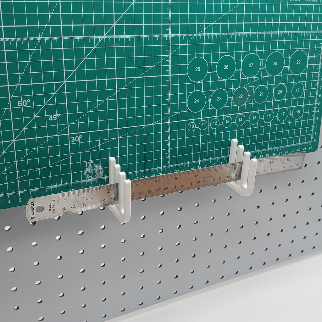 'Just Hanging' 1/4" Pegboard Ruler Storage, Compatible with 1/4"