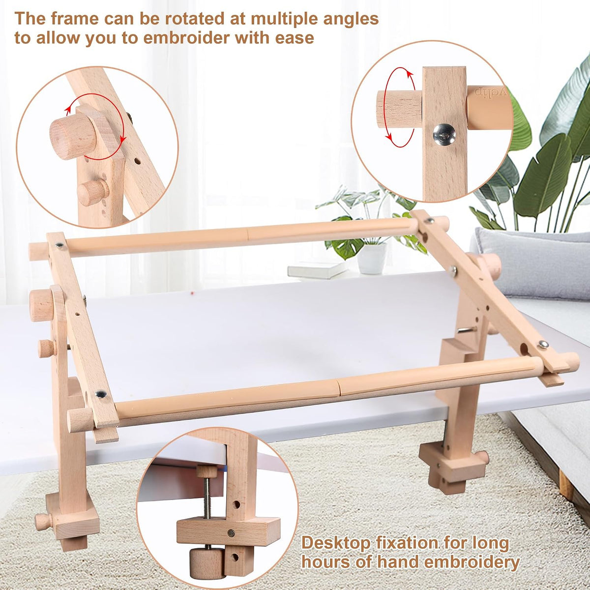 Simple Embroidery Frame and Embroidery Holder Combo Set,Beech Wood