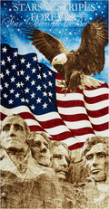 Northcott Stars and Stripes Mt Rushmore 23'' Panel Fabric, Blue