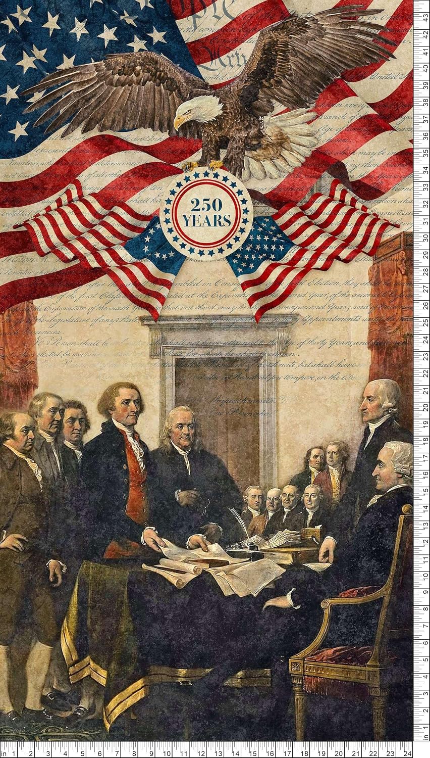 Patriotic, 24-inch Fabric Panel, Historic, Stonehenge, America 250