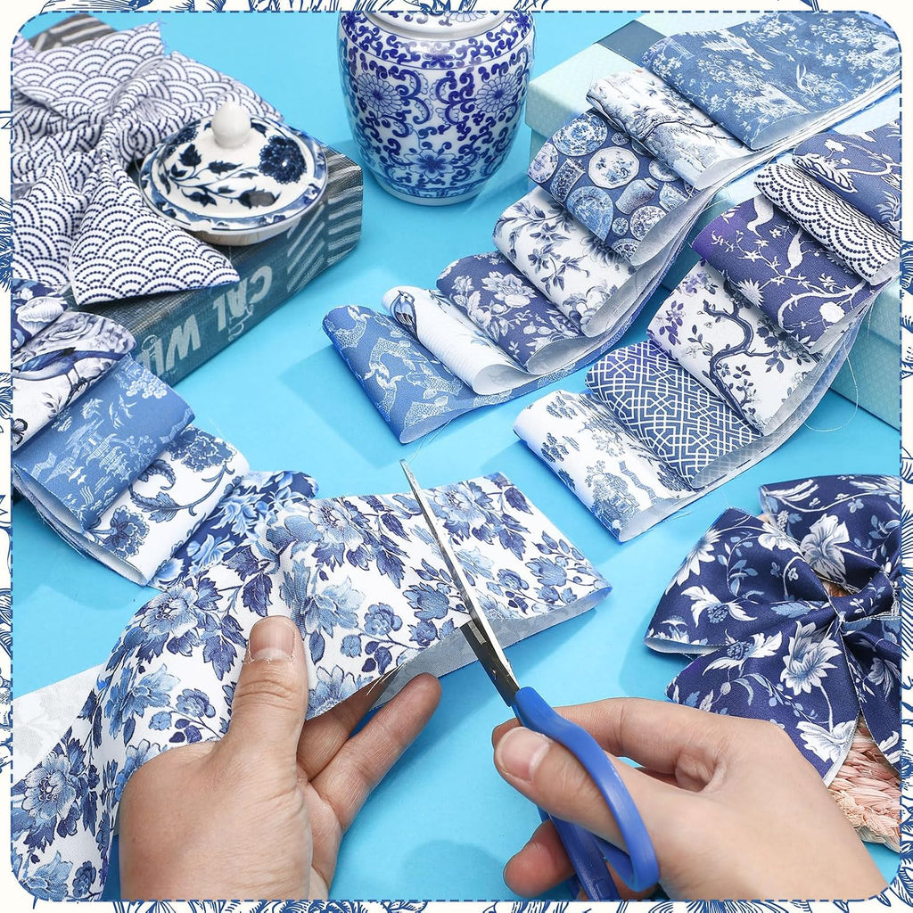 Fanfanwin 40 Pcs 2.56'' Blue Christmas Jelly Fabric Strip for Quilting