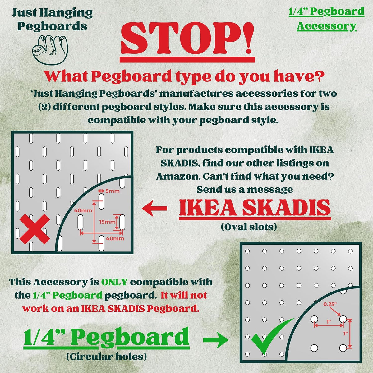 'Just Hanging' 1/4" Pegboard Ruler Storage, Compatible with 1/4"