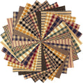40 Primitive Charm Pack, 5 inch Precut Cotton Homespun Assorted Fabric