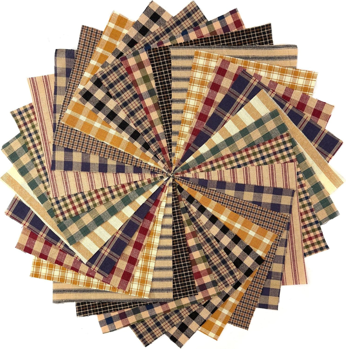40 Primitive Charm Pack, 5 inch Precut Cotton Homespun Assorted Fabric